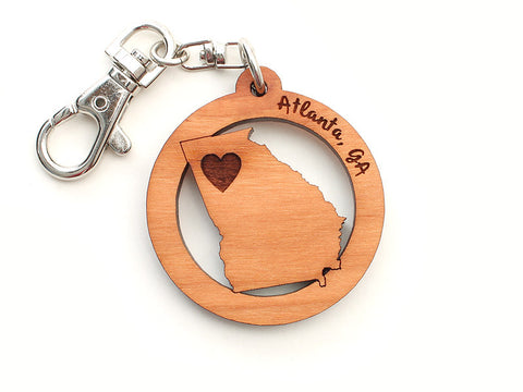 Atlanta Georgia State Heart Key Chain - Nestled Pines