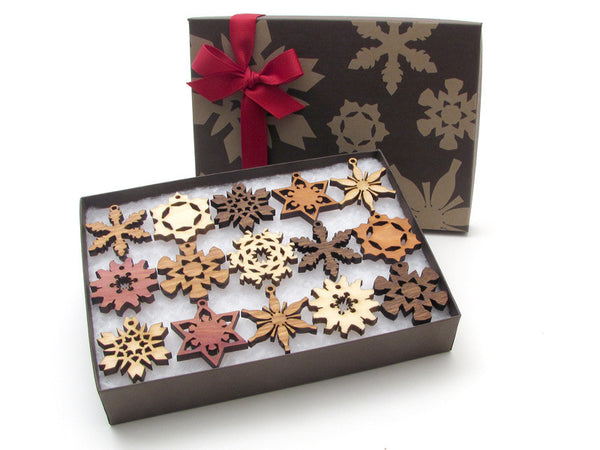 Christmas Mini Snowflake Ornaments from Nestled Pines - Gift Box set of 15