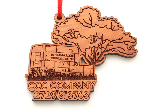 Dr Edmund A Babler Memorial State Park CCC Monument with Tree Ornament