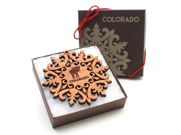 Amore Fiore Elk Snowflake Ornament - Nestled Pines