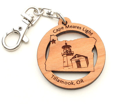 Cape Meares Oregon State Shape Lighthouse Insert Key Chain