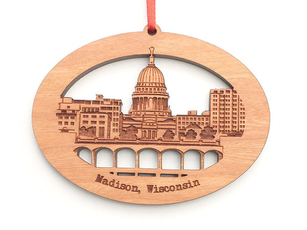 Madison and Monona Terrace Lake View Skyline Ornament - Nestled Pines