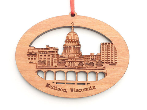 Madison and Monona Terrace Lake View Skyline Ornament - Nestled Pines