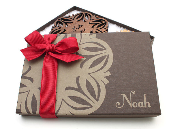 Walnut Christmas Blossom Custom Wood Snowflake Ornament - Nestled Pines - 2