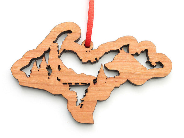Upper Peninsula Michigan Dogsled Insert Ornament - Nestled Pines