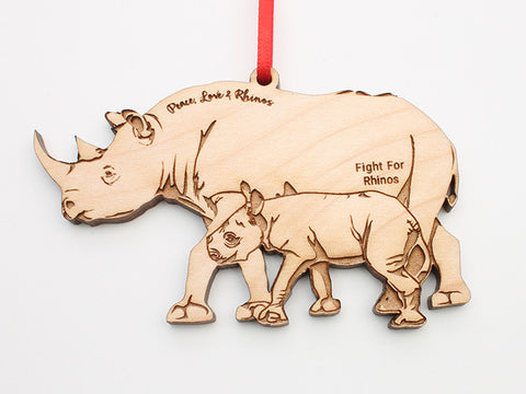 Fight for Rhinos 2016 Custom Rhinoceros with Calf Ornament - Nestled Pines