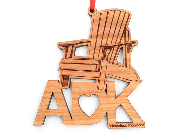 ADK Chair Text Ornament - Nestled Pines