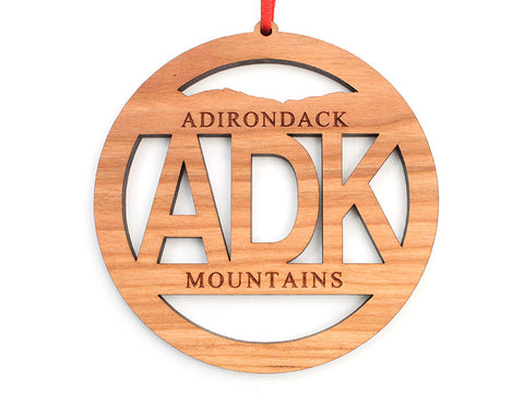 ADK Circle Text Ornament - Nestled Pines