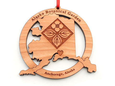 Alaska Botanical Garden Alaska State Shape Logo Engraved Ornament