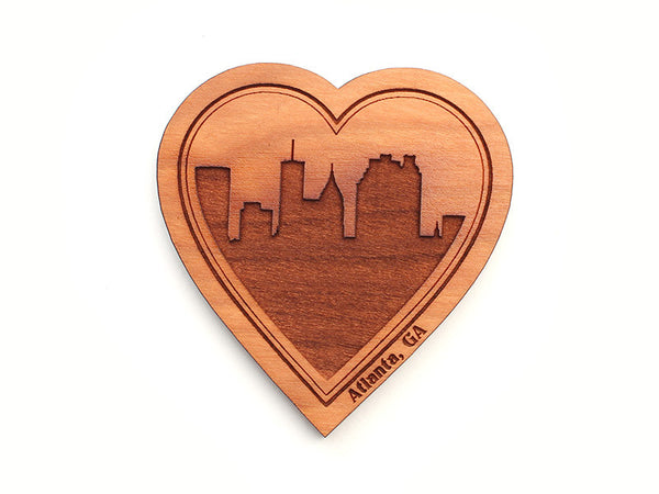Atlanta City Skyline Heart Magnet - Nestled Pines