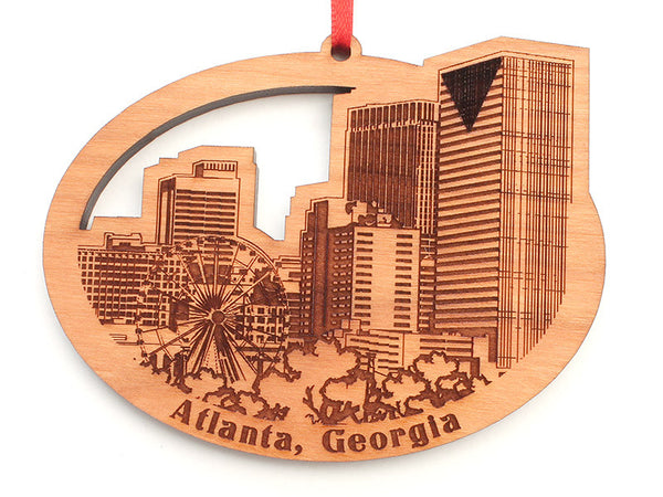 Atlanta Detailed City Skyline Oval Ornament with Ferris Wheel - Nestled Pines