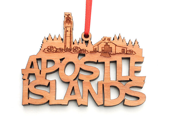 Apostle Island NLS Text Ornament - Nestled Pines