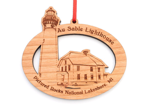 Pictured Rocks Au Sable Lighthouse Oval Custom Ornament - Nestled Pines