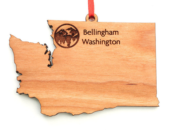 Village Books Bellingham Washington State Custom Ornament - Nestled Pines