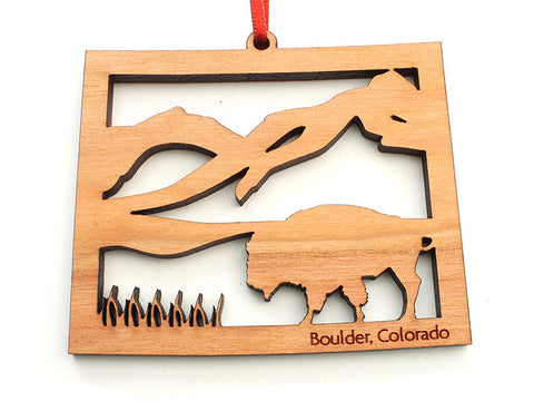 Fruehauf's Colorado State Shape Buffalo Insert Ornament - Nestled Pines