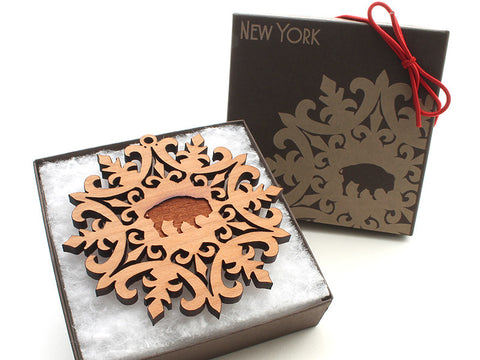 Jenss Custom Engraved Buffalo Detailed Snowflake Ornament - Nestled Pines