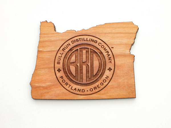 Bull Run Distillery Oregon State Shape Logo Coaster Set of 4