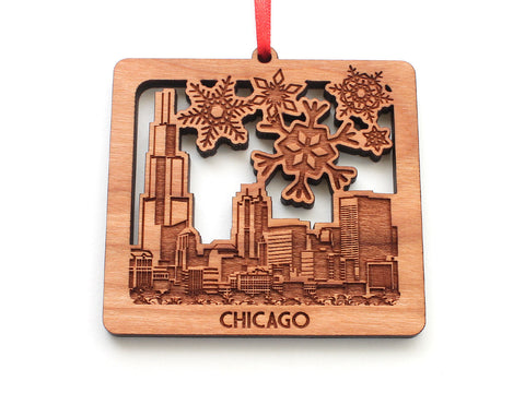 Chicago Snowy City Skyline Ornament