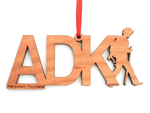 ADK Hiker Text Ornament - Nestled Pines