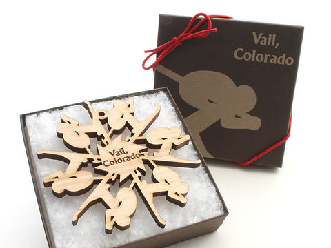 Lionshead General Store Downhill Skier Flake Custom Engraved Ornament - Nestled Pines