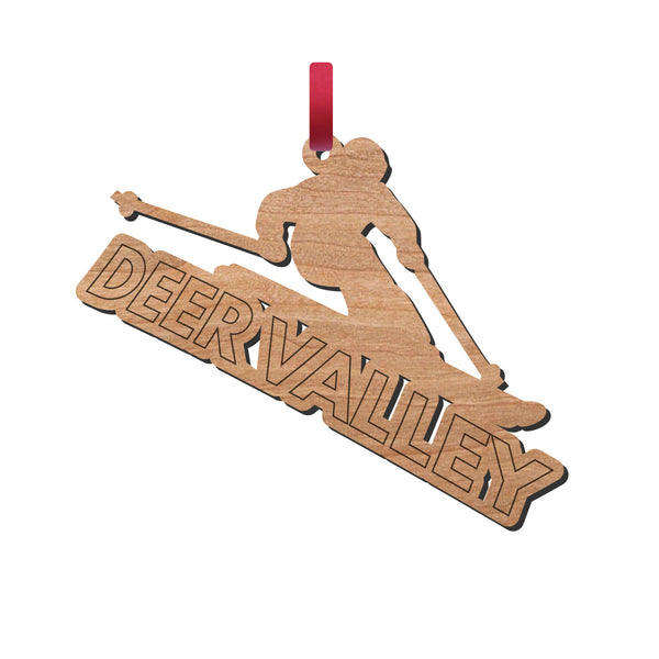 Deer Valley Downhill Skier Text Ornament