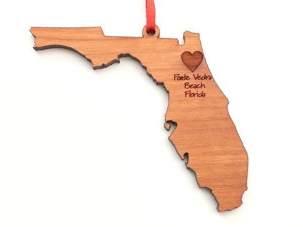 Ponte Vedra Beach Florida State Shape Custom Ornament - Nestled Pines