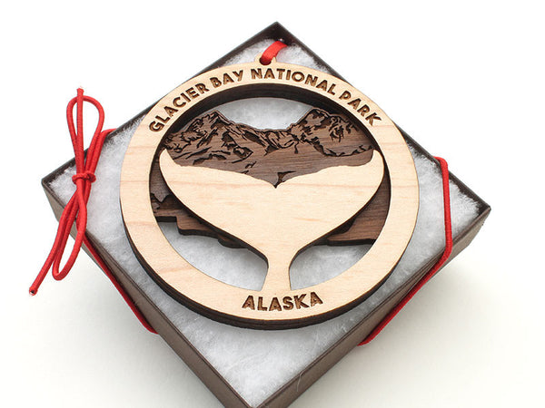 Glacier Bay Whale Fluke Double Ornament