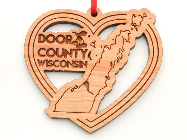 Door County Wisconsin Heart Ornament