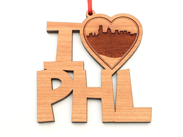 Philadelphia I Heart PHL City Skyline Ornament