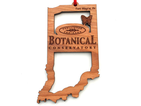 Foellinger Freimann Botanical Conservatory Indiana State Shape Logo Insert Ornament