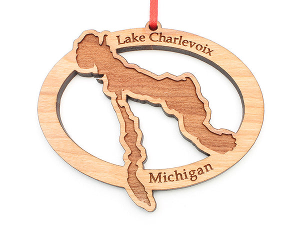 Lake Charlevoix Michigan Oval Ornament - Nestled Pines