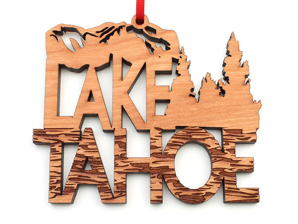 Zephyr Cove Lake Tahoe Text Ornament - Nestled Pines
