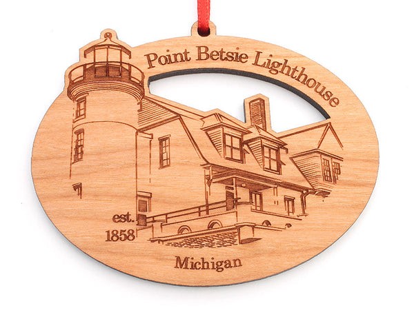 Point Betsie Lighthouse Oval Custom Ornament - Nestled Pines