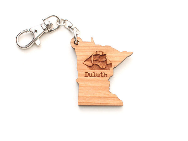 Duluth Sailboat Minnesota State Key Chain Engraved - Nestled Pines