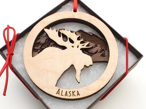 Alaska Moose Double Layer Ornament