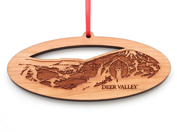 Deer Valley Mountain Ski Runs Oval Ornament