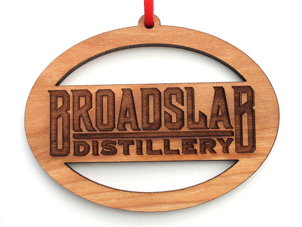 Broadslab Distillery Logo Oval Custom Wood Ornament
