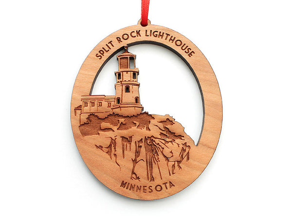 Split Rock Lighthouse Oval Ornament - Nestled Pines