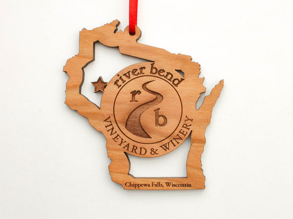 River Bend Vineyard & Winery Wisconsin State Ornament