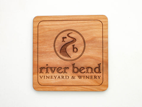 River Bend Vineyard & Winery Logo Coaster Set of 4