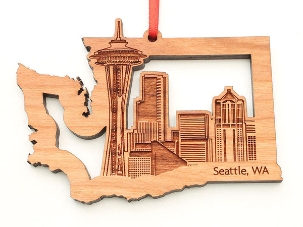 Seattle City Skyline in Washington State Cut Out Insert Ornament