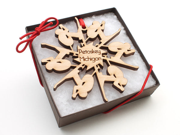 Ciao Bella Downhill Skier Snowflake Ornament Gift Box - Nestled Pines