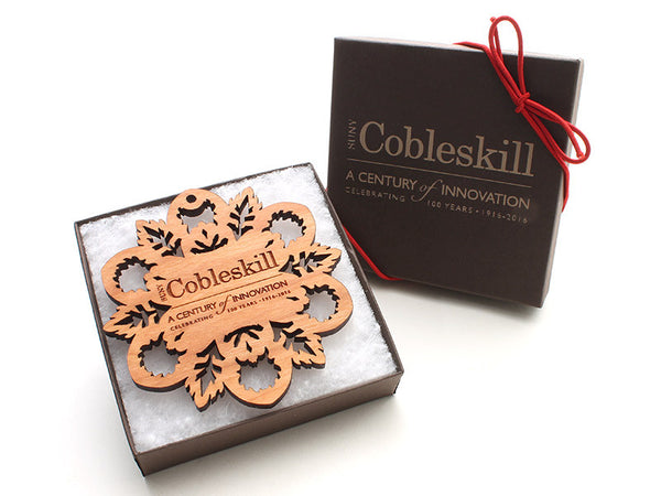 SUNY Cobleskill Custom Wood Snowflake Ornament - Nestled Pines - 2
