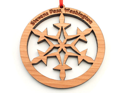 Stevens Pass Snowflake Circle Ornament