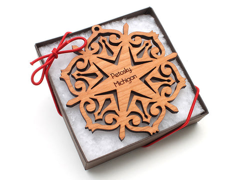 Ciao Bella Petosky Michigan Engraved Snowflake Ornament - Nestled Pines