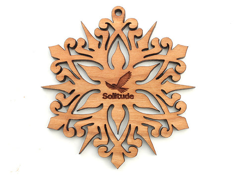 Solitude Detailed Snowflake Custom Engraved Ornament 2016A - Nestled Pines - 1