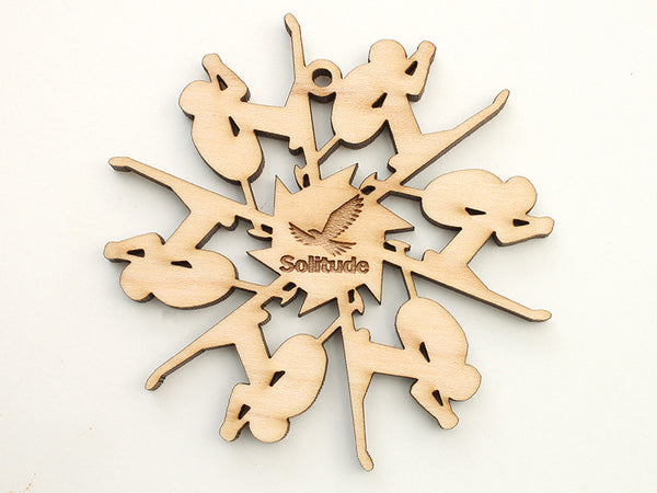 Solitude Downhill Skier Flake Custom Engraved Ornament - Nestled Pines - 1