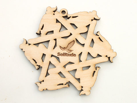 Solitude Girl Boarder Flake Custom Engraved Ornament - Nestled Pines - 1