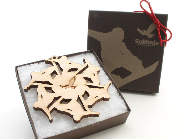 Solitude Snowboarder Flake Custom Engraved Ornament - Nestled Pines - 2