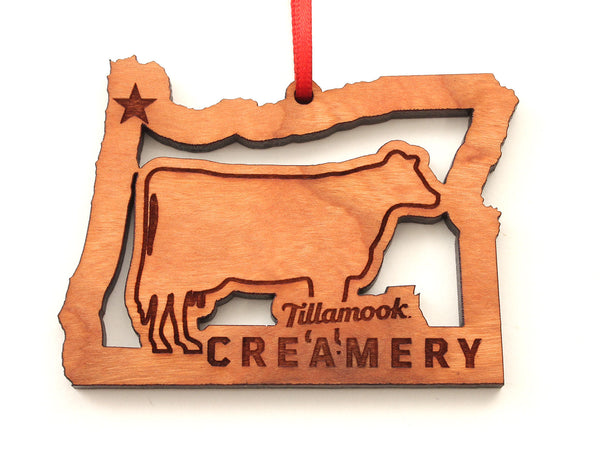 Tillamook Creamery State Cutout With Cow Ornament